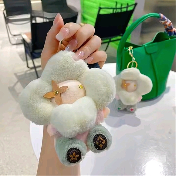 Monogram Bag or Purse Plushy Keychain Charm - WHITE FACE - Picture 2 of 6